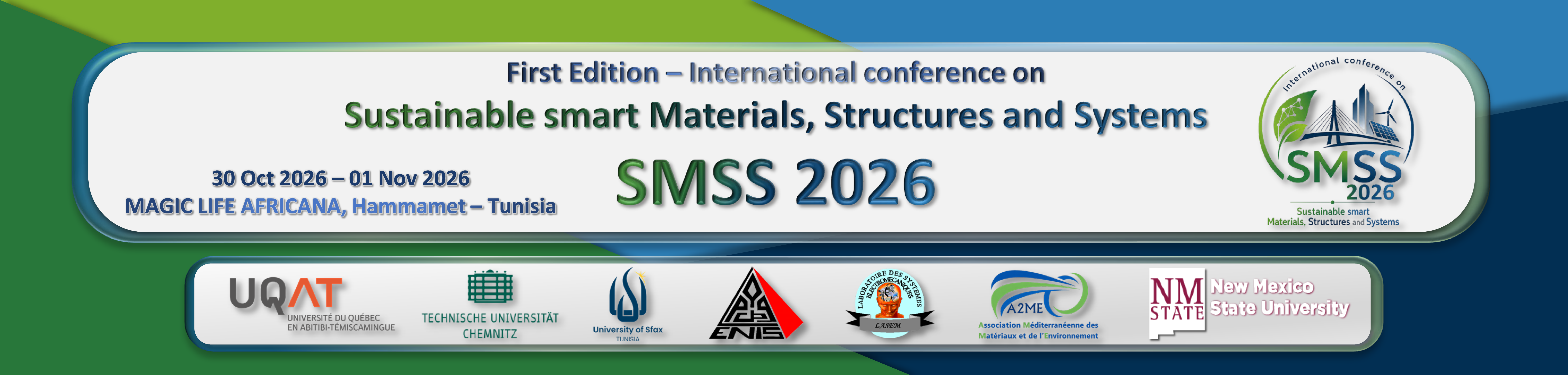 International conference on Sustainable smart Materials, Structures and Systems - SMSS 2026>